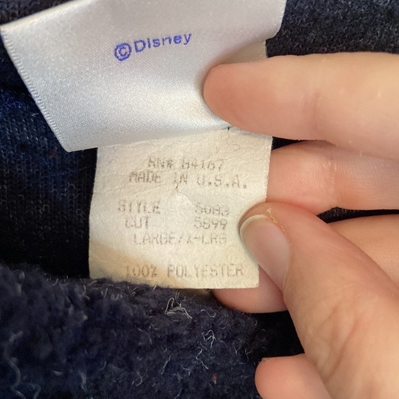 Disneyland sherpa hoodie vintage navy blue size large/X-Large - Picture 3 of 3
